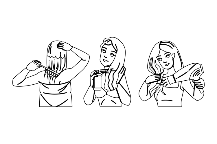 bathroom hair care woman vector