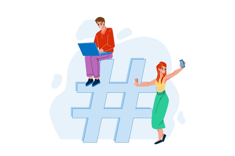 Hashtag For Searching Video In Social Media Vector