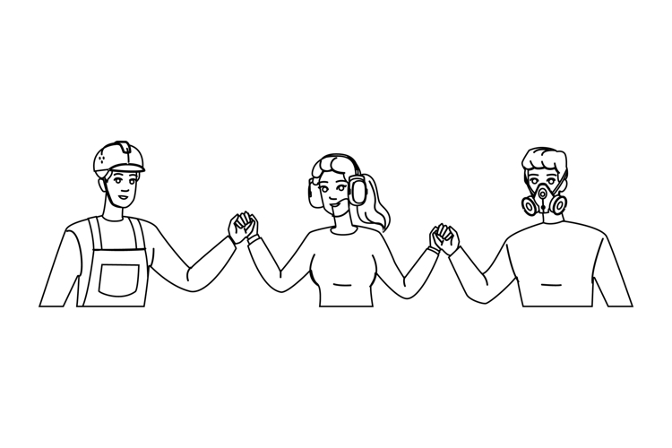 happy health and safety management vector