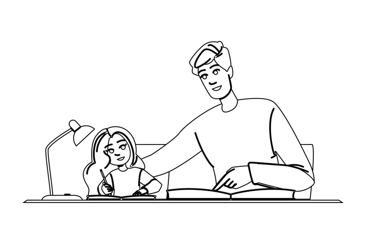 assistance helping kid homework vector