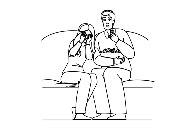 fear horror movie couple vector