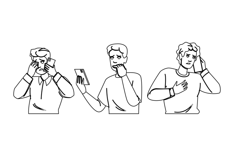 panic man phone fear vector