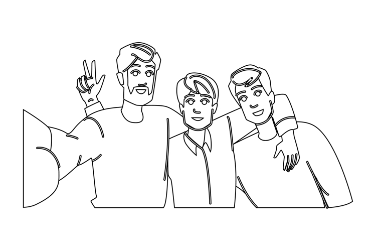 portrait man selfie group vector
