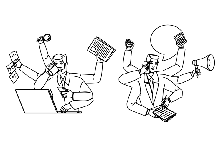 efficiency multitasking man vector (6584316)