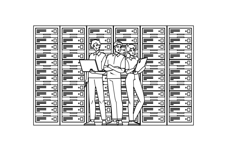 engineer server room staff vector