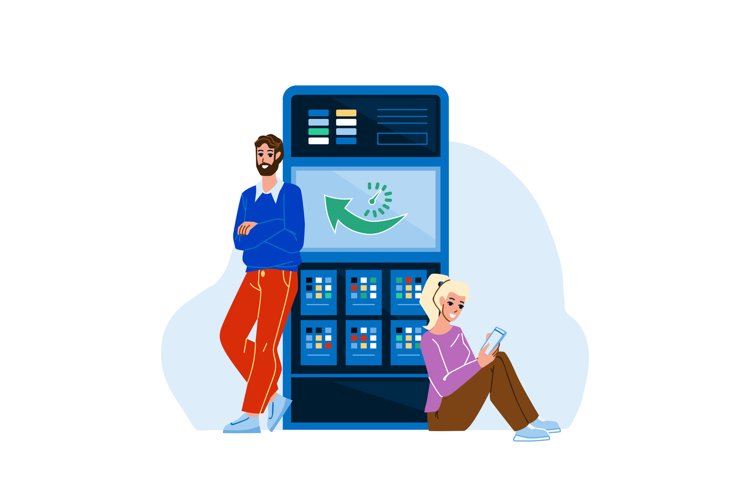 Server Uptime Checking Developers It Worker Vector example image 1