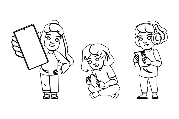 phone smartphone kid girl vector