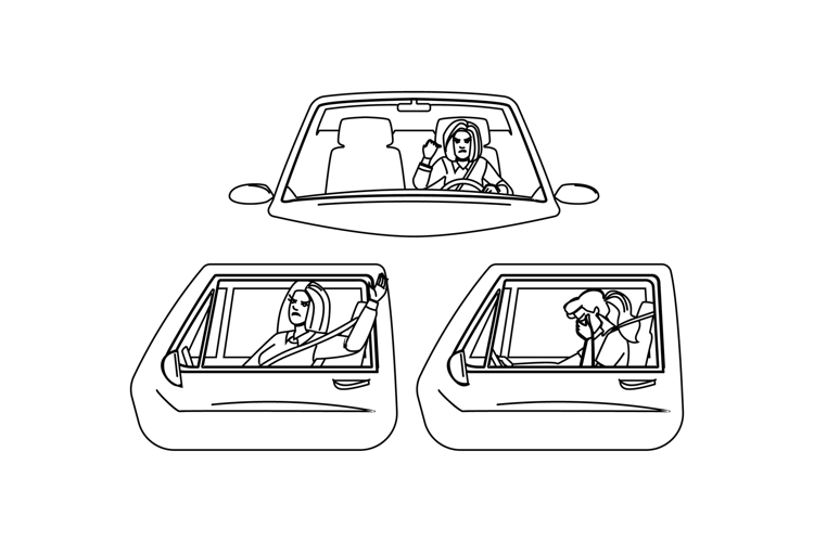 commute stress traffic road woman vector