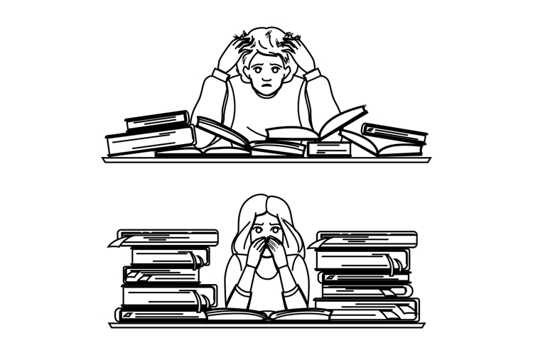 concentration student exam stress vector