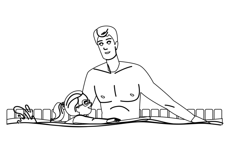 water teaching kid swim pool vector