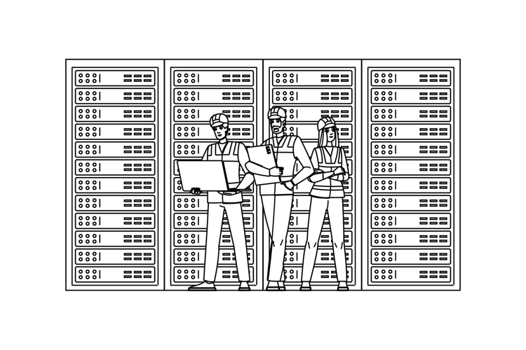 virtualization technical team data center vector