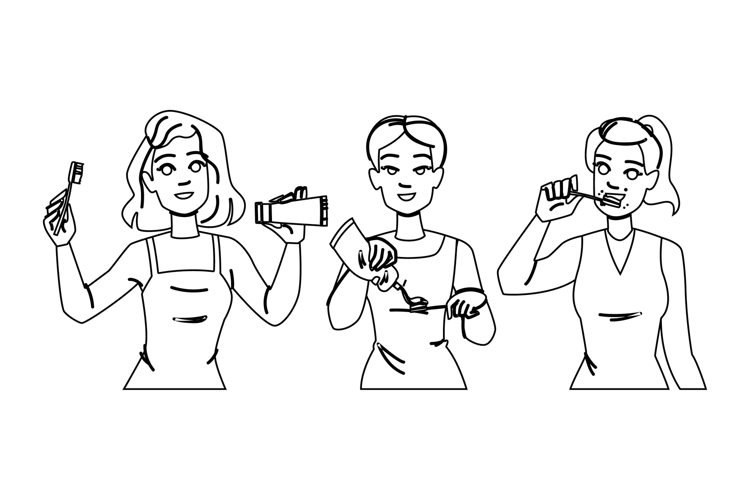 tooth teeth brushing woman vector