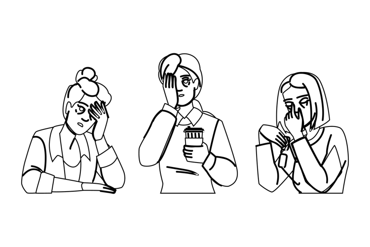 fatigued tired woman vector