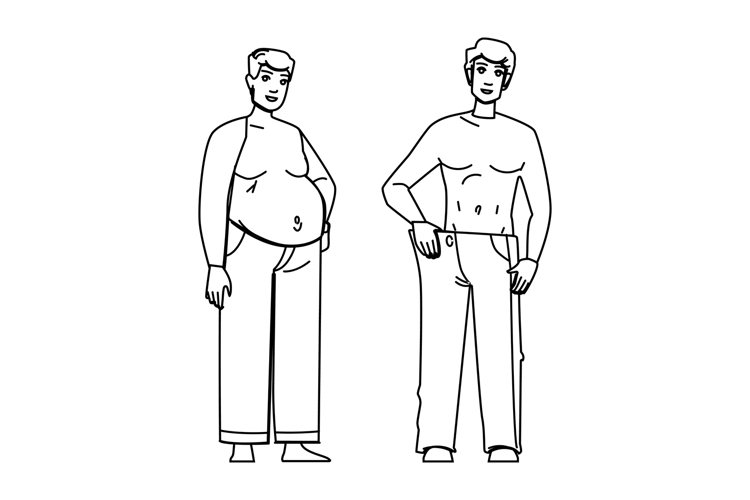 body weight loss man vector