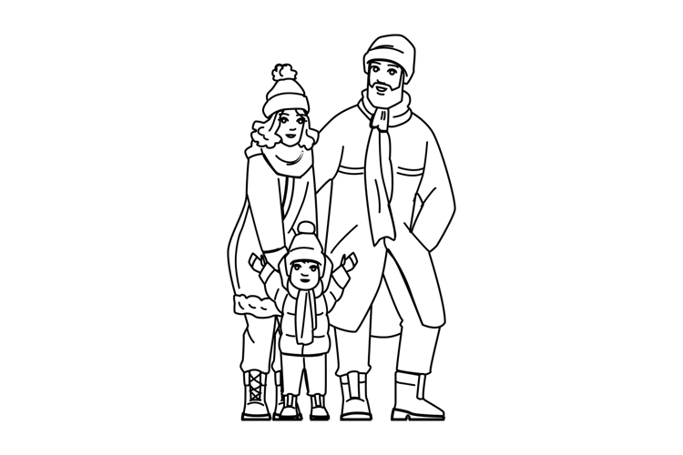 couple winter family fashion vector