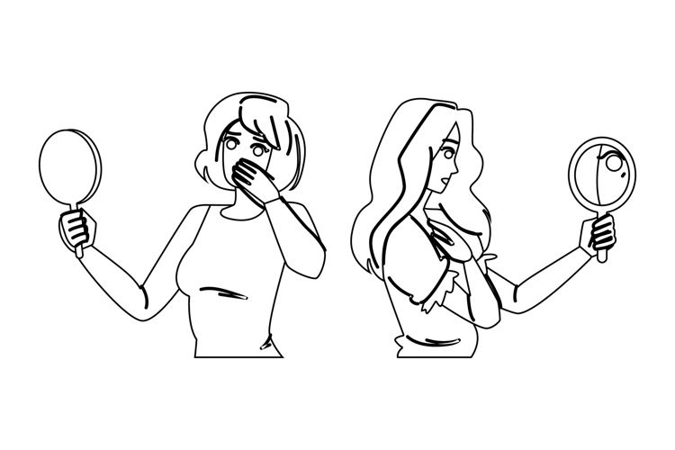 vulnerability woman mirror fear vector