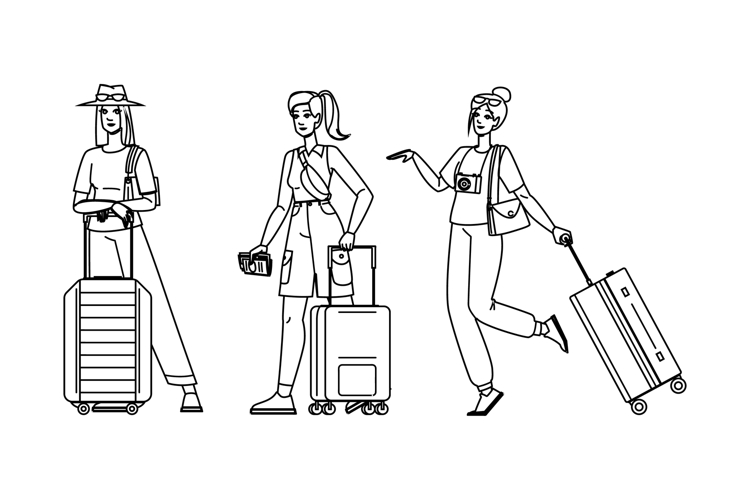 wanderlust woman travel suitcase vector
