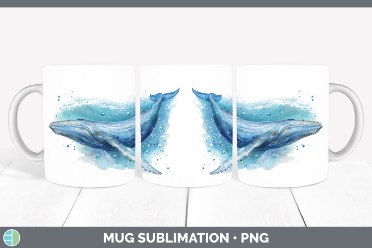 Blue Whale SEA 02 Sketch Mug Wrap Sublimation Design