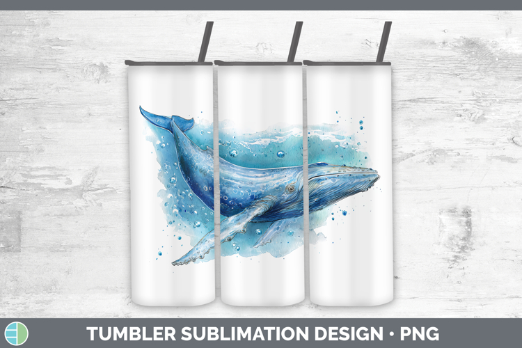 Blue Whale SEA 02 Sketch Tumbler Sublimation Design