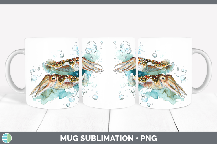Cuttlefish SEA 02 Sketch Mug Wrap Sublimation Design