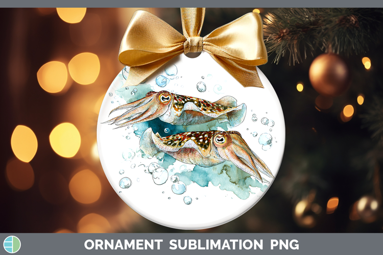 Cuttlefish SEA 02 Sketch Ornament Sublimation Design