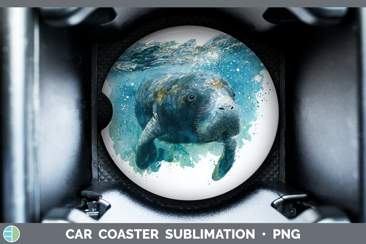 Dugong SEA 02 Sketch Car Coaster Sublimation Design