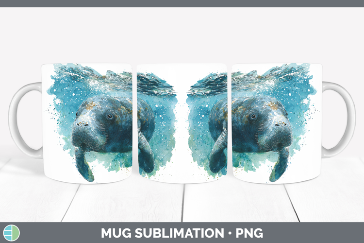Dugong SEA 02 Sketch Mug Wrap Sublimation Design