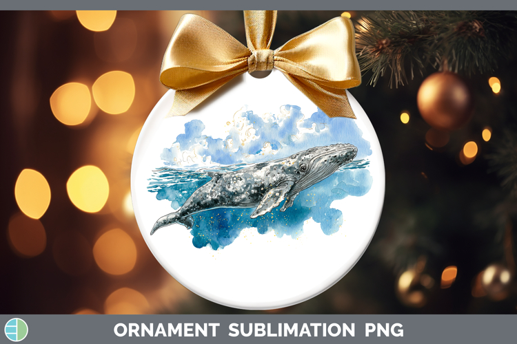 Gray Whale SEA 02 Sketch Ornament Sublimation Design