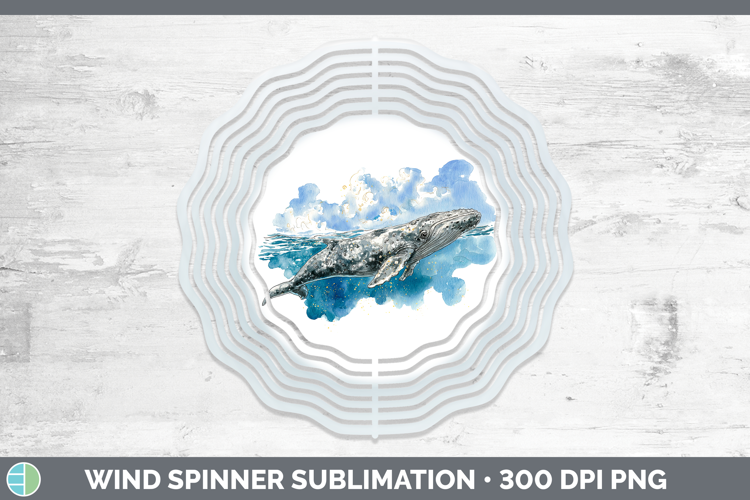 Gray Whale SEA 02 Sketch Wind Spinner Sublimation Design