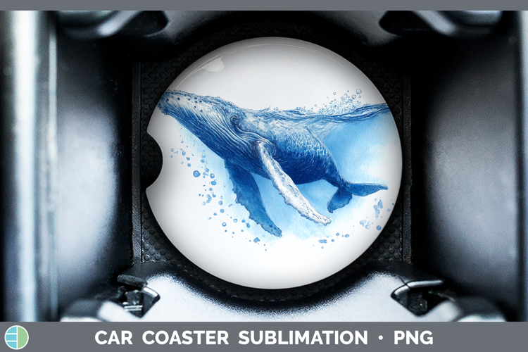 Humpback Whale SEA 02 Sketch Car Coaster Sublimation Design
