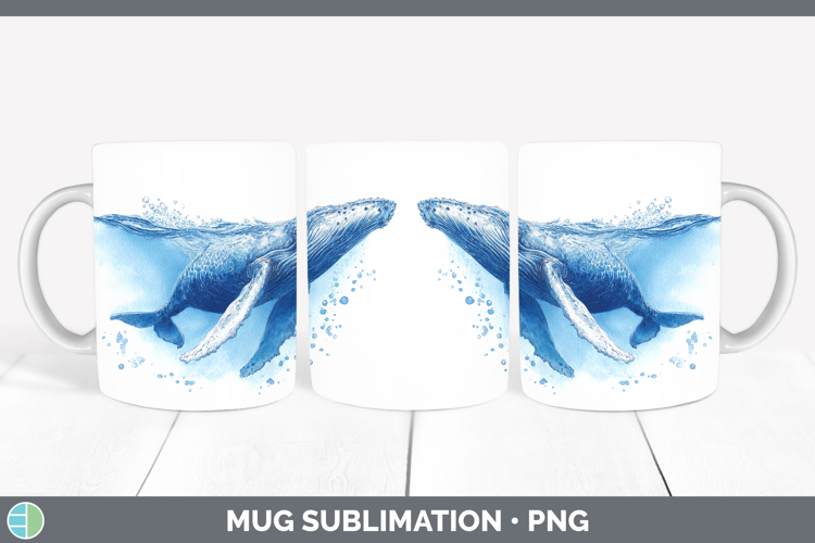 Humpback Whale SEA 02 Sketch Mug Wrap Sublimation Design