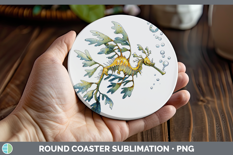 Leafy Seadragon SEA 02 Sketch Round Coaster Sublimation Desi