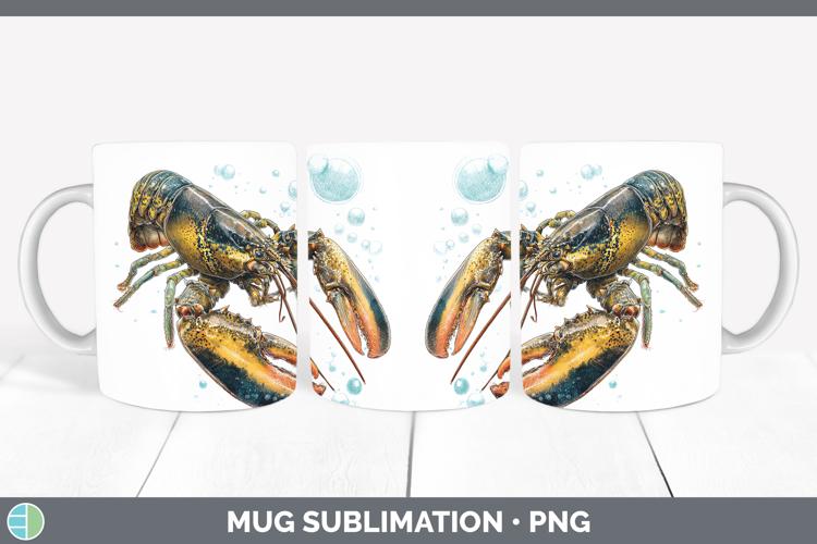 Lobster SEA 02 Sketch Mug Wrap Sublimation Design