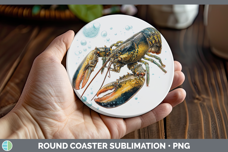Lobster SEA 02 Sketch Round Coaster Sublimation Design