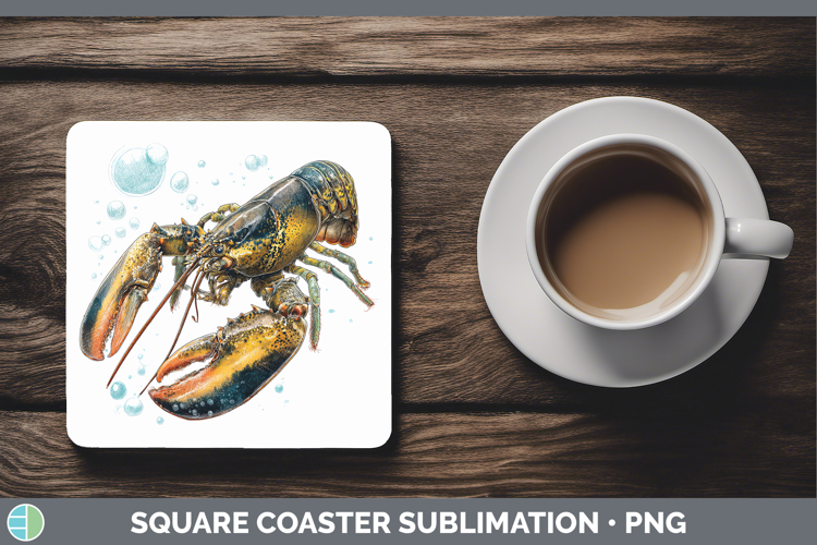 Lobster SEA 02 Sketch Square Coaster Sublimation Design