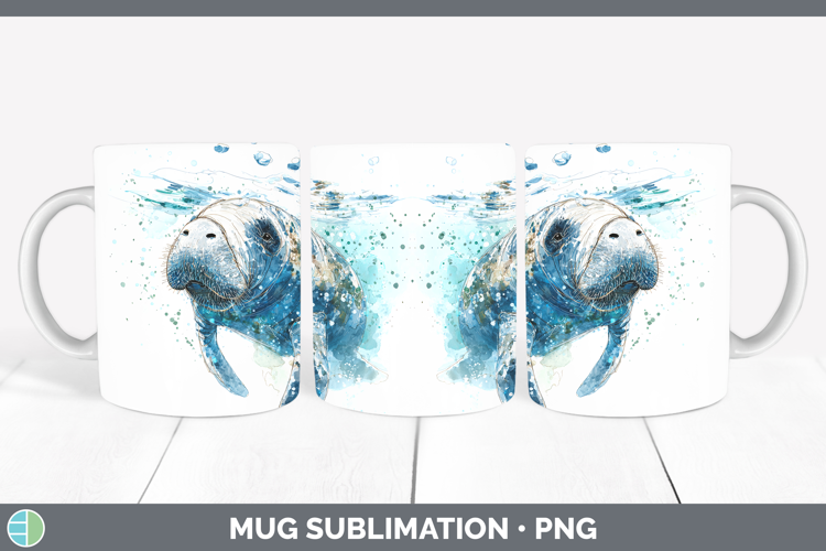 Manatee SEA 02 Sketch Mug Wrap Sublimation Design
