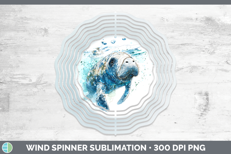 Manatee SEA 02 Sketch Wind Spinner Sublimation Design