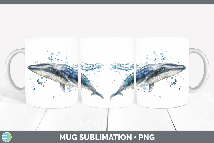 Minke Whale SEA 02 Sketch Mug Wrap Sublimation Design
