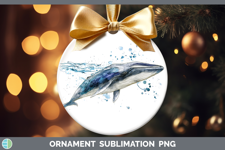 Minke Whale SEA 02 Sketch Ornament Sublimation Design