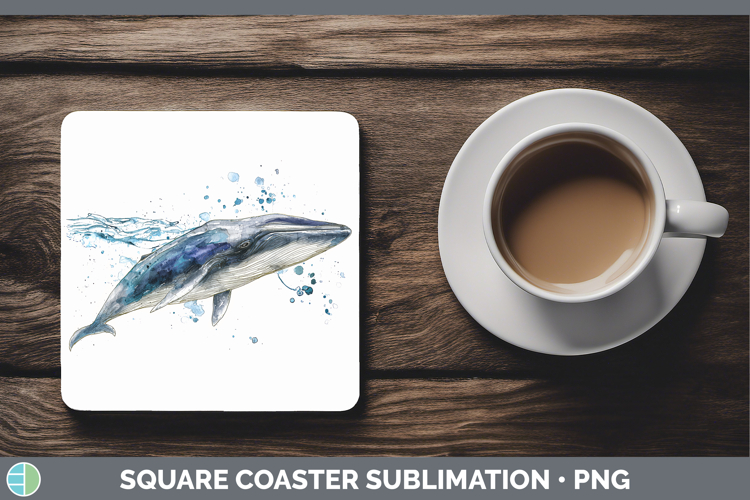 Minke Whale SEA 02 Sketch Square Coaster Sublimation Design