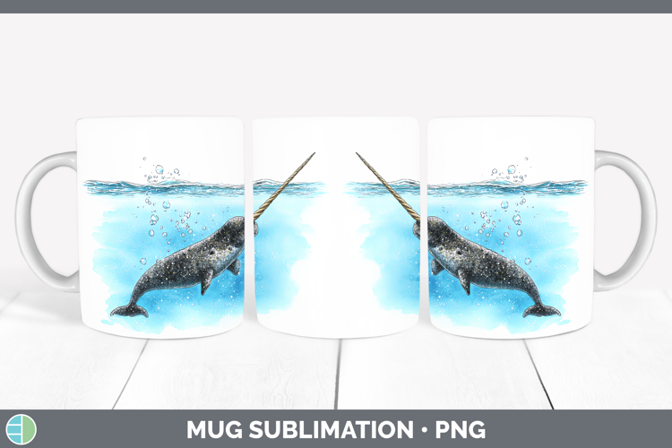Narwhal SEA 02 Sketch Mug Wrap Sublimation Design
