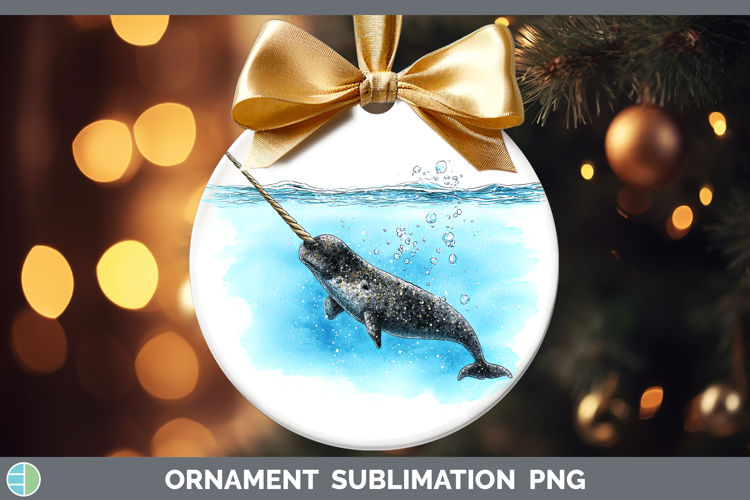 Narwhal SEA 02 Sketch Ornament Sublimation Design