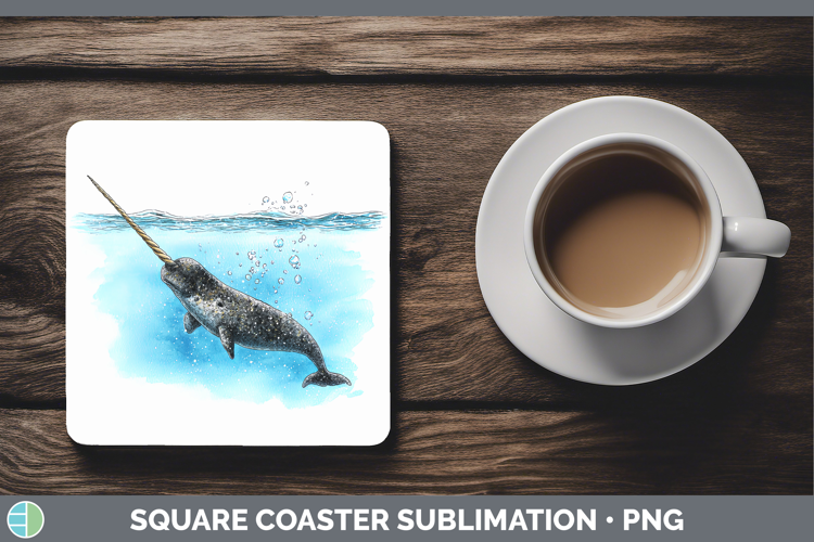 Narwhal SEA 02 Sketch Square Coaster Sublimation Design