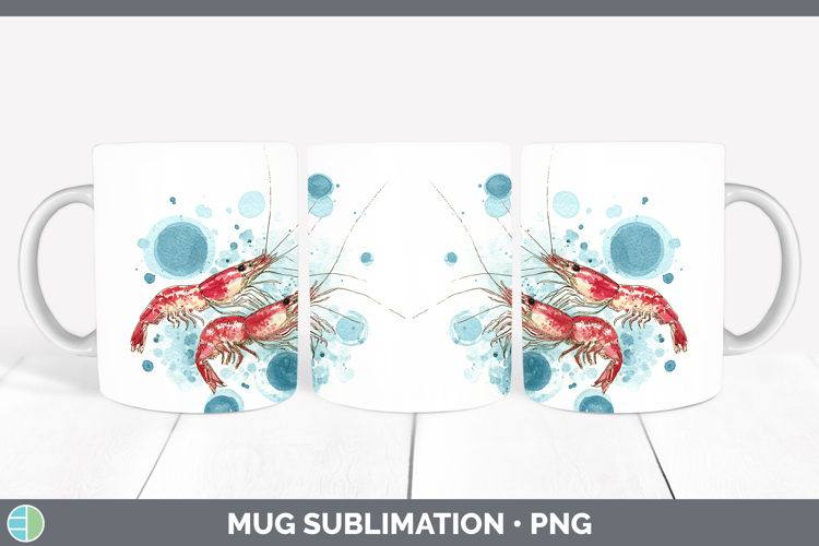 Shrimp SEA 02 Sketch Mug Wrap Sublimation Design