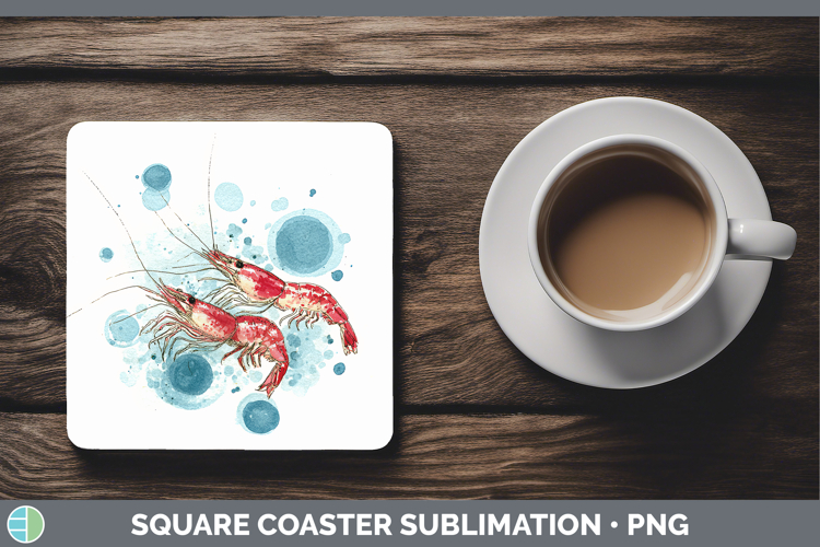 Shrimp SEA 02 Sketch Square Coaster Sublimation Design