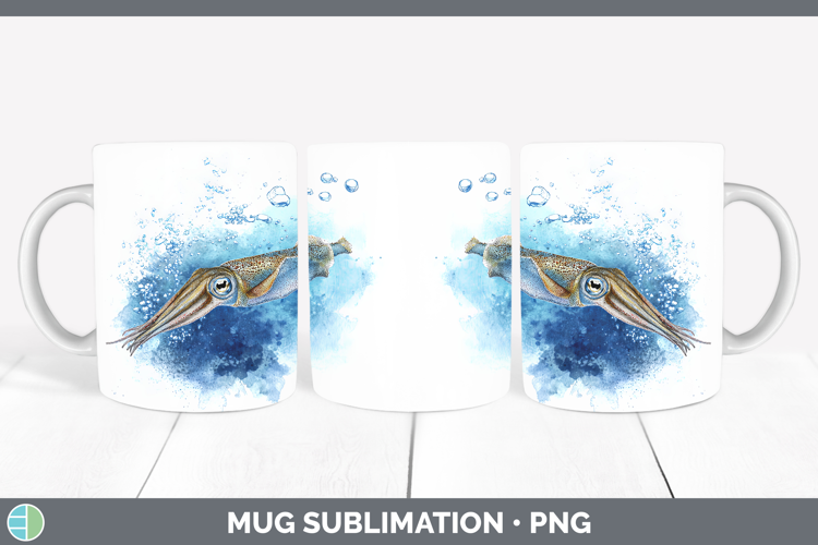 Squid SEA 02 Sketch Mug Wrap Sublimation Design