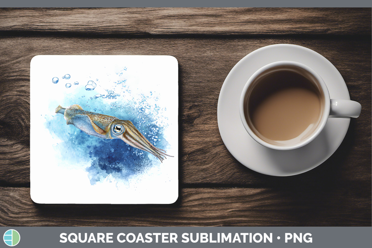 Squid SEA 02 Sketch Square Coaster Sublimation Design