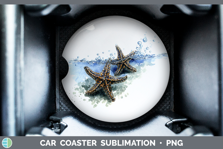 Starfish SEA 02 Sketch Car Coaster Sublimation Design