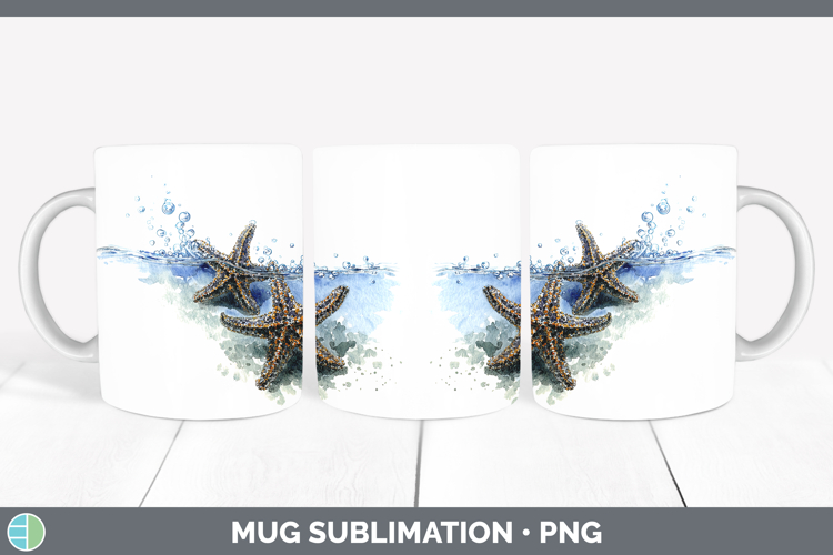 Starfish SEA 02 Sketch Mug Wrap Sublimation Design