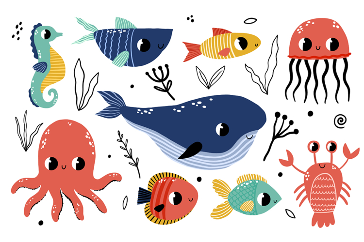 Fish Ocean Life Clipart. Under the sea example image 1